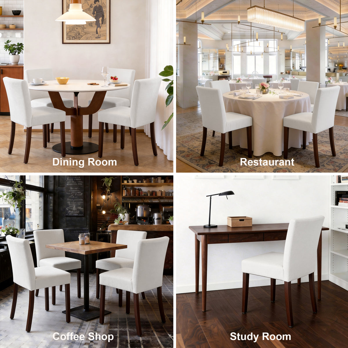 Firmoz Modern High-Back Dining Chairs with Rubberwood Legs