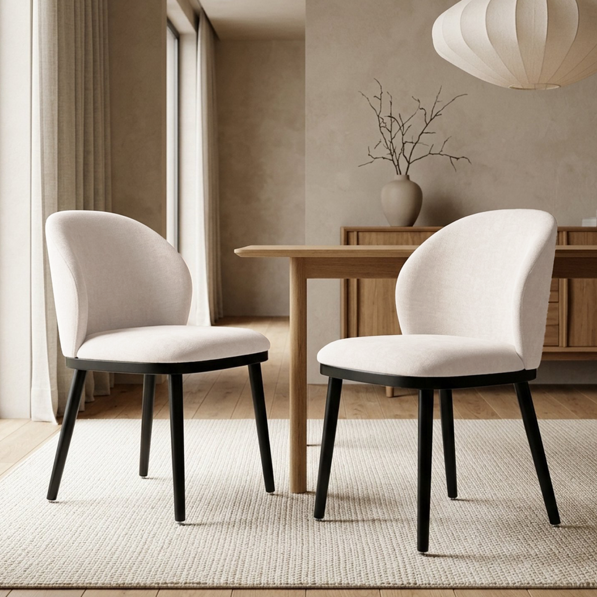 Firmoz Modern Armless Dining Chairs with Solid Wood Frame & Chenille Upholstery