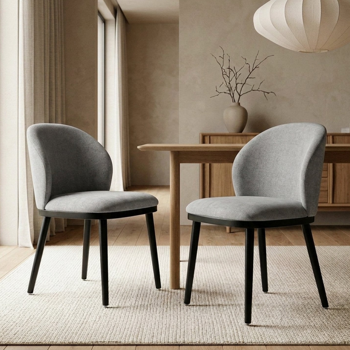 Firmoz Modern Armless Dining Chairs with Solid Wood Frame & Chenille Upholstery