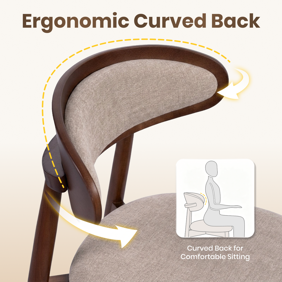 Firmoz Mid Century Modern Chenille Dining Chair with Oval Back