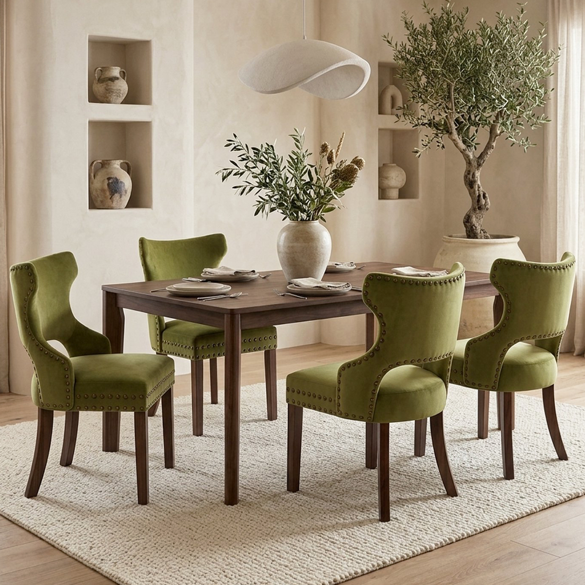 Firmoz Mid Century Modern Upholstered Dining Chair with Nailhead Trim