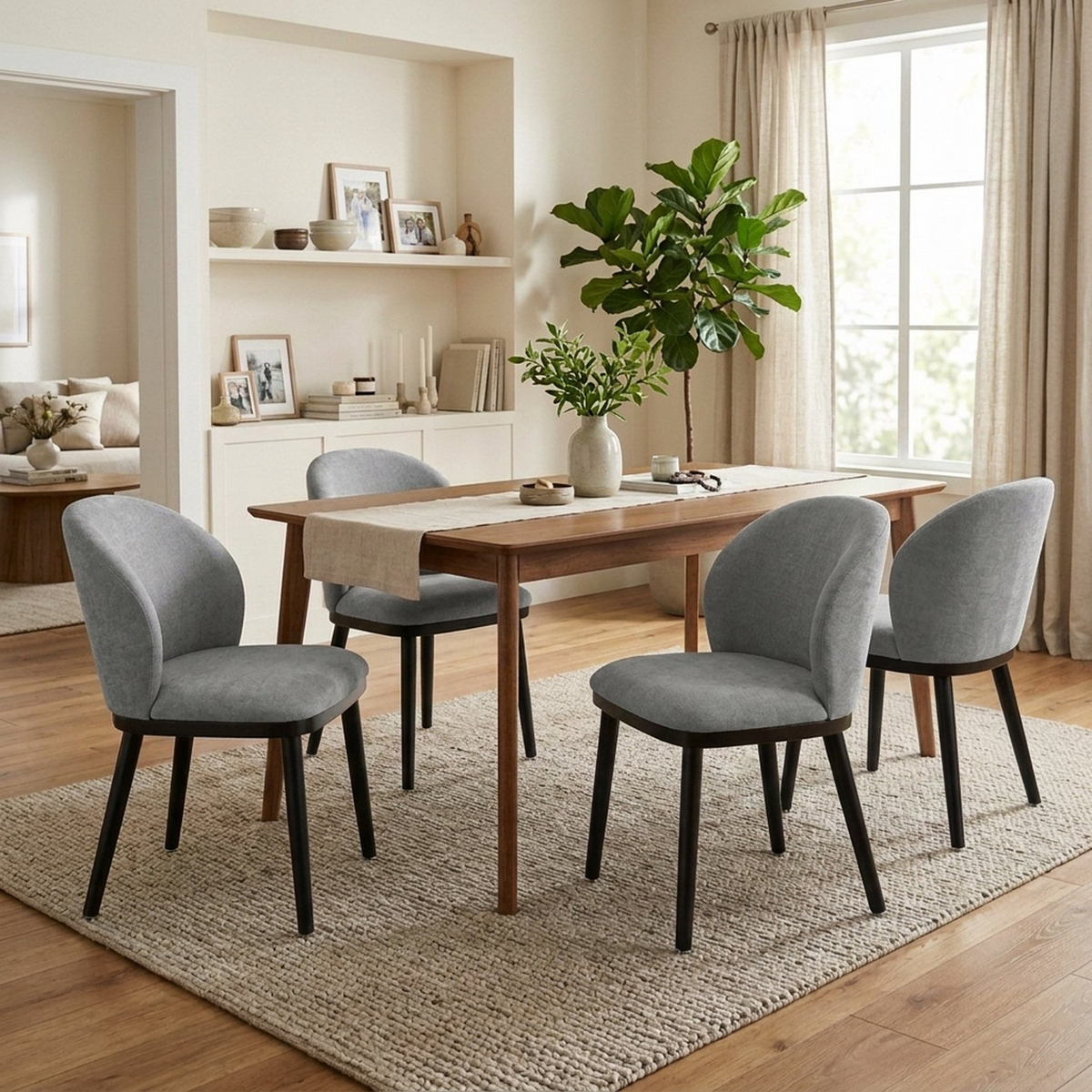 Firmoz Modern Armless Dining Chairs with Solid Wood Frame & Chenille Upholstery