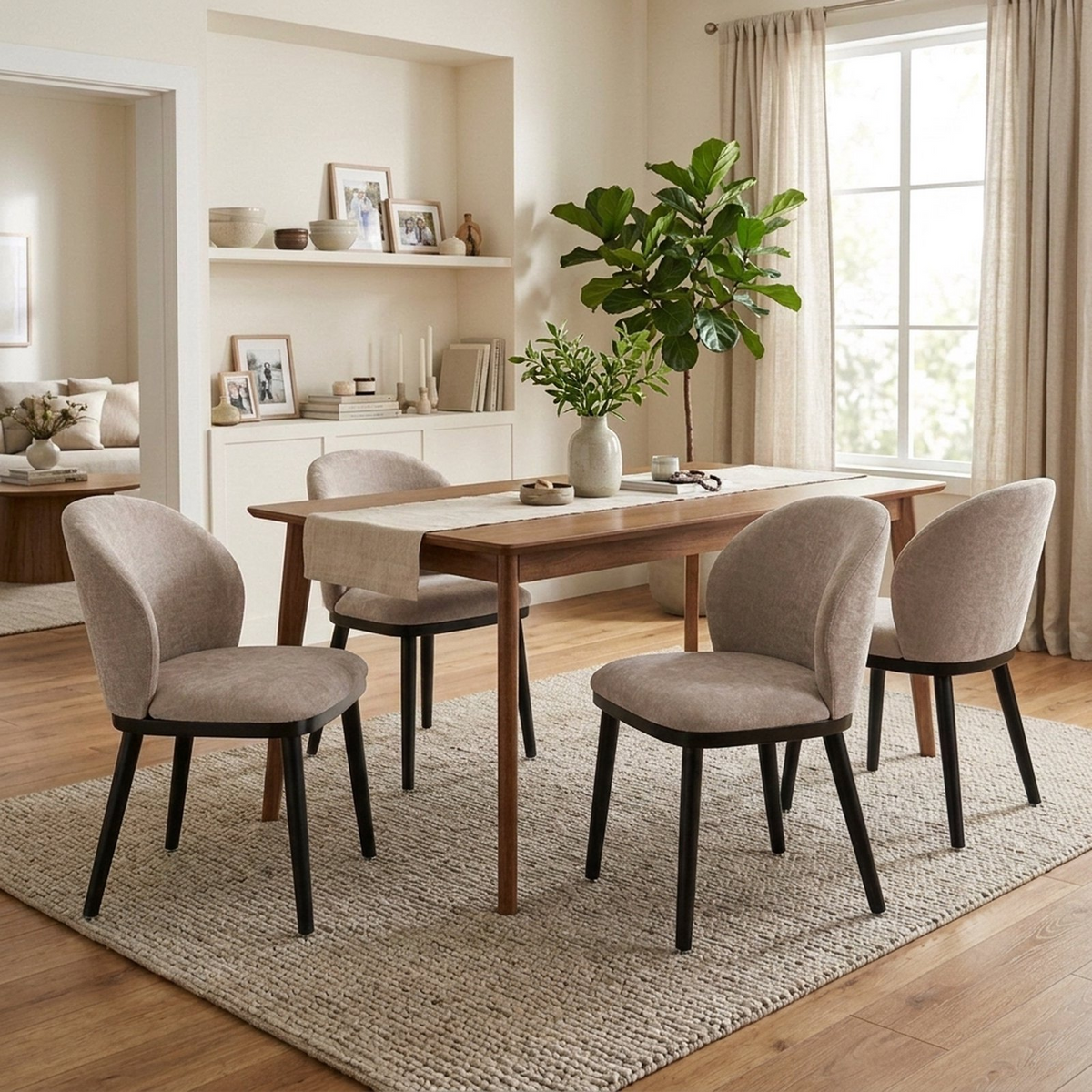 Firmoz Modern Armless Dining Chairs with Solid Wood Frame & Chenille Upholstery