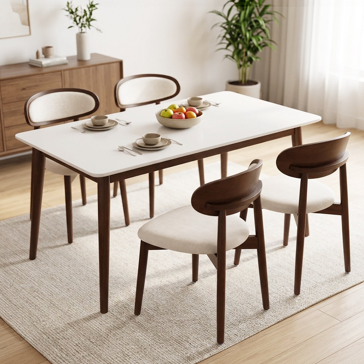 Firmoz Mid Century Modern Chenille Dining Chair with Oval Back
