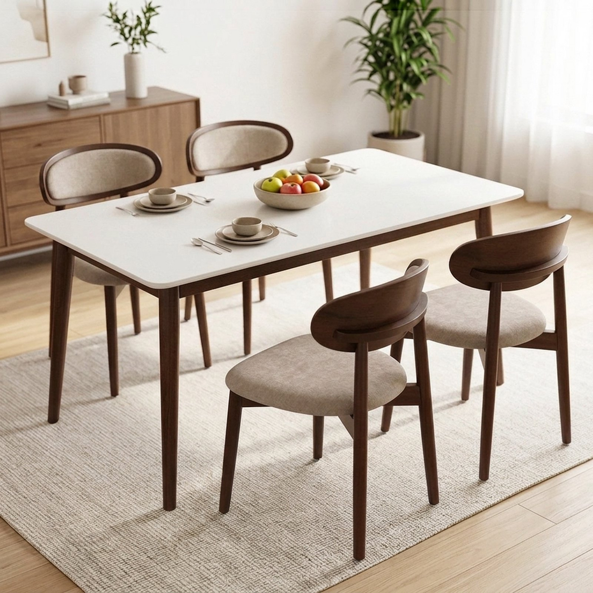 Firmoz Mid Century Modern Chenille Dining Chair with Oval Back