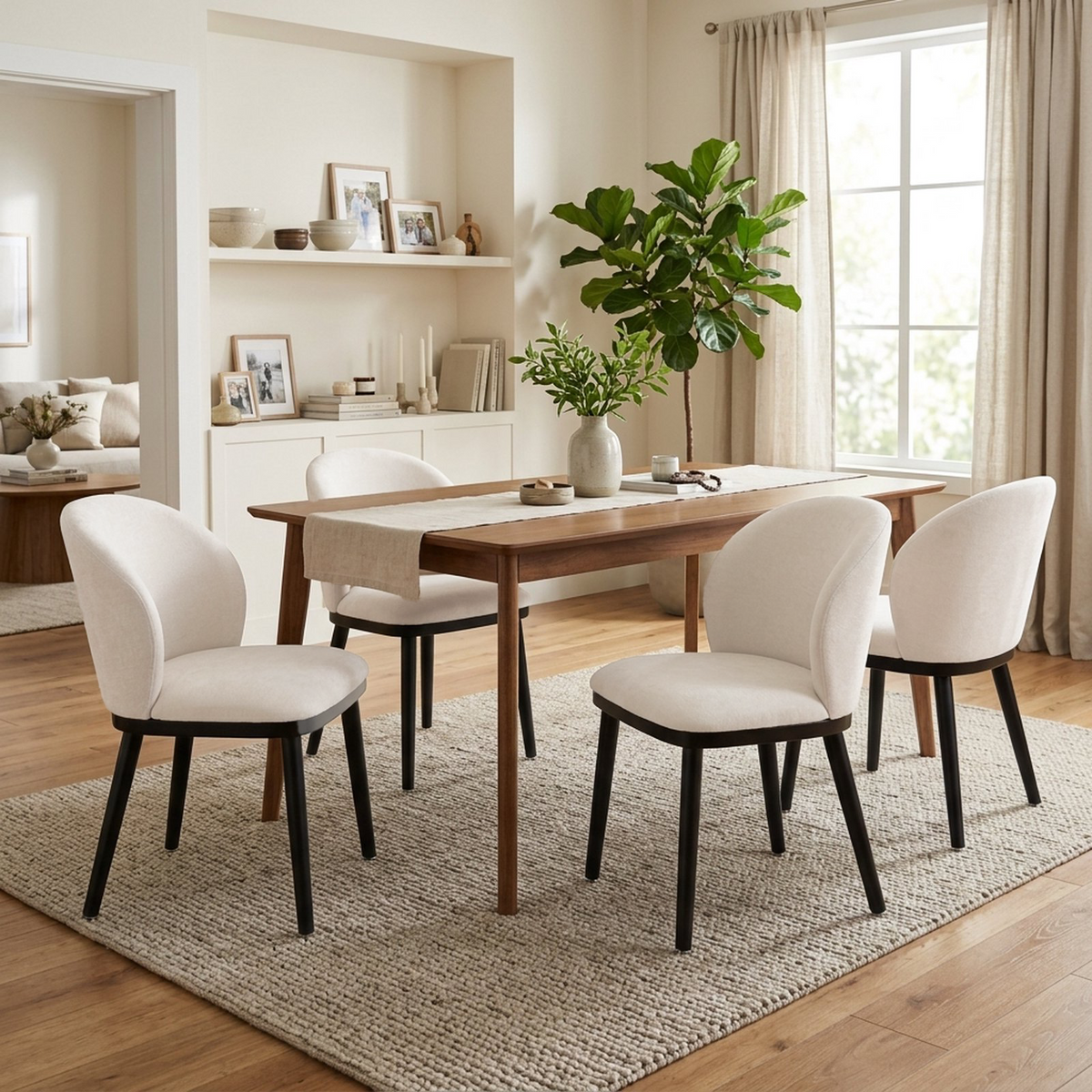 Firmoz Modern Armless Dining Chairs with Solid Wood Frame & Chenille Upholstery
