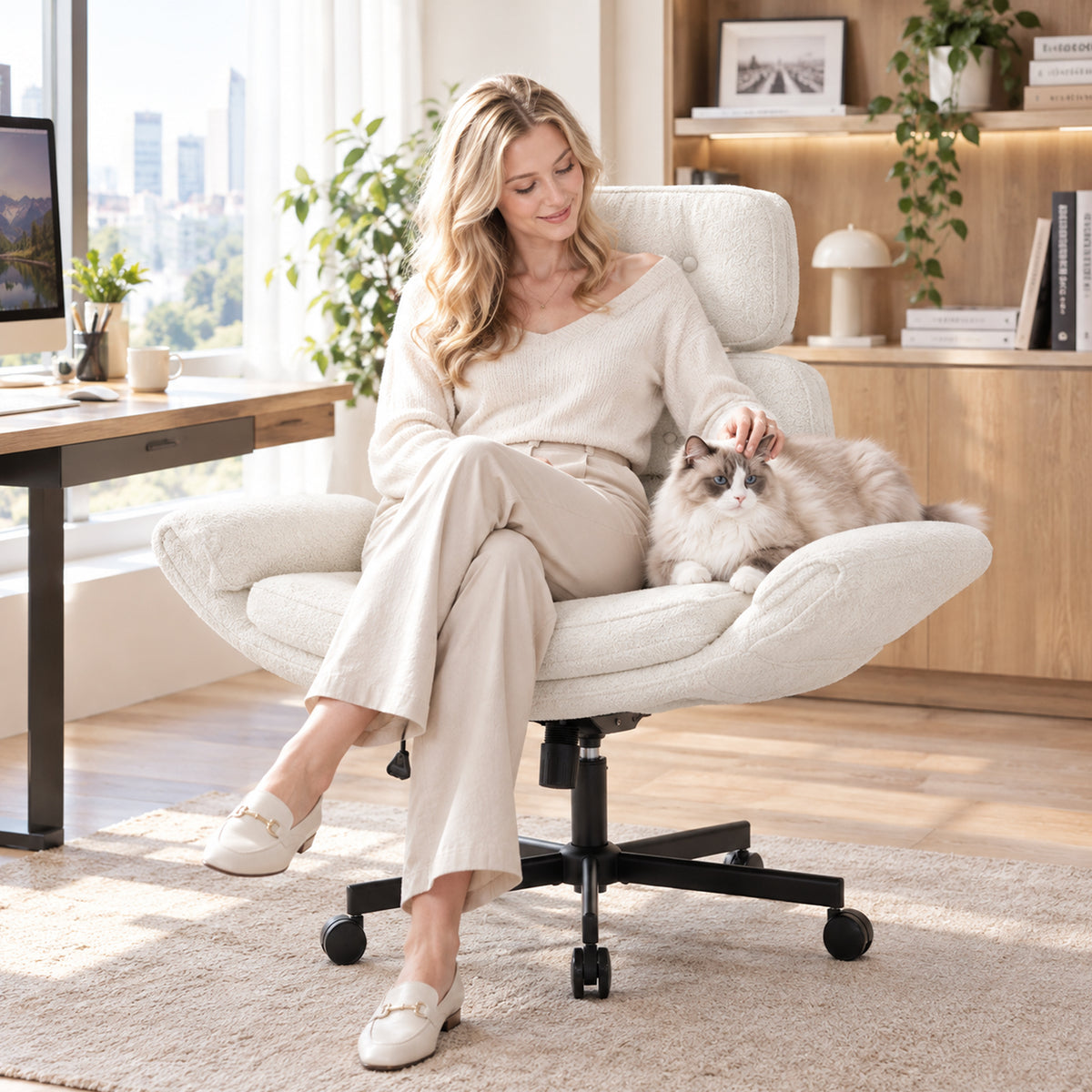 Pet-Friendly Criss Cross Chair with Wide Seat