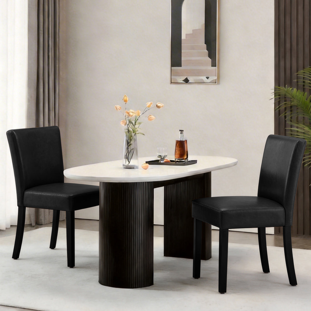 Firmoz Modern High-Back Dining Chairs with Rubberwood Legs
