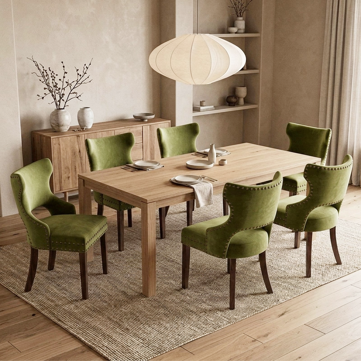 Firmoz Mid Century Modern Upholstered Dining Chair with Nailhead Trim