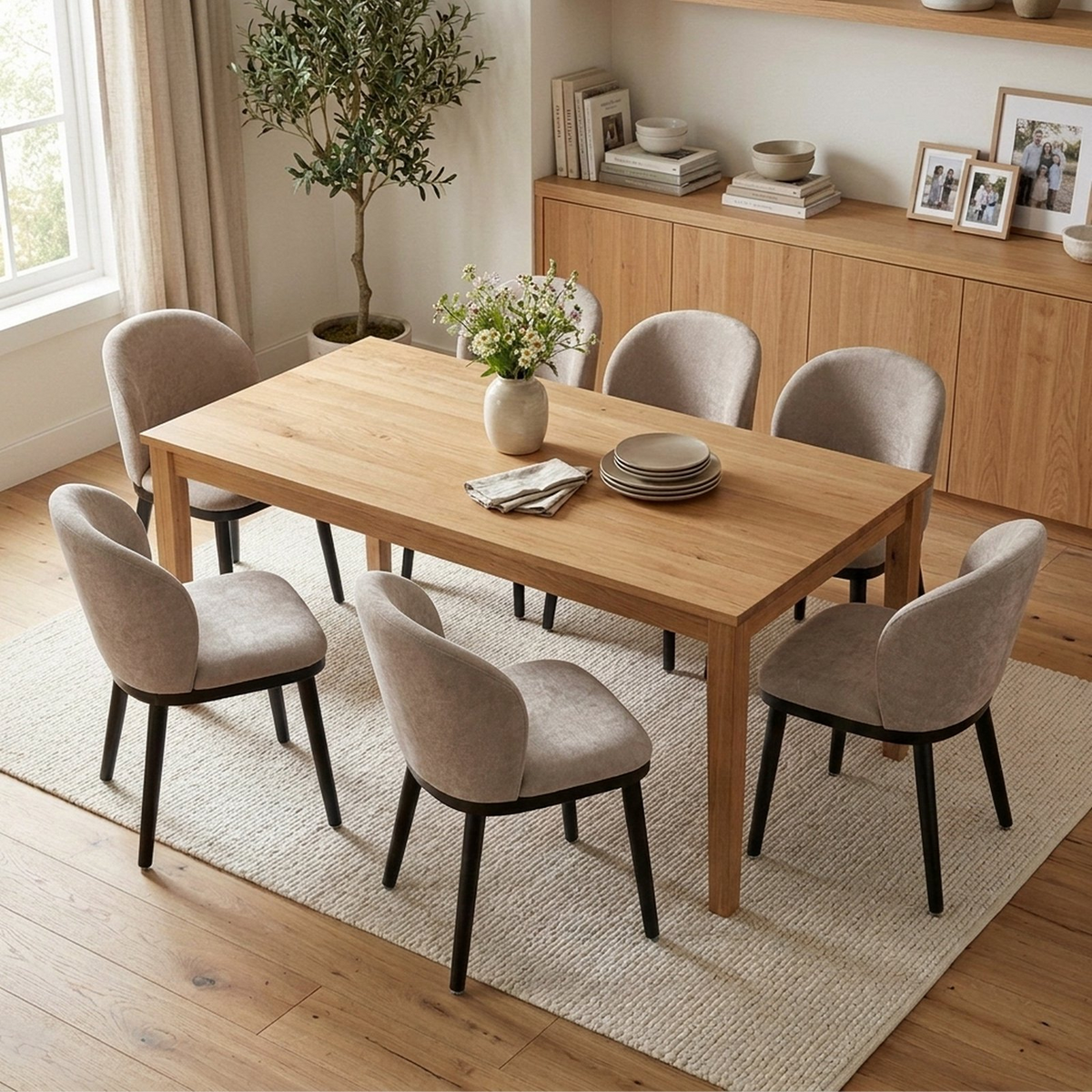Firmoz Modern Armless Dining Chairs with Solid Wood Frame & Chenille Upholstery
