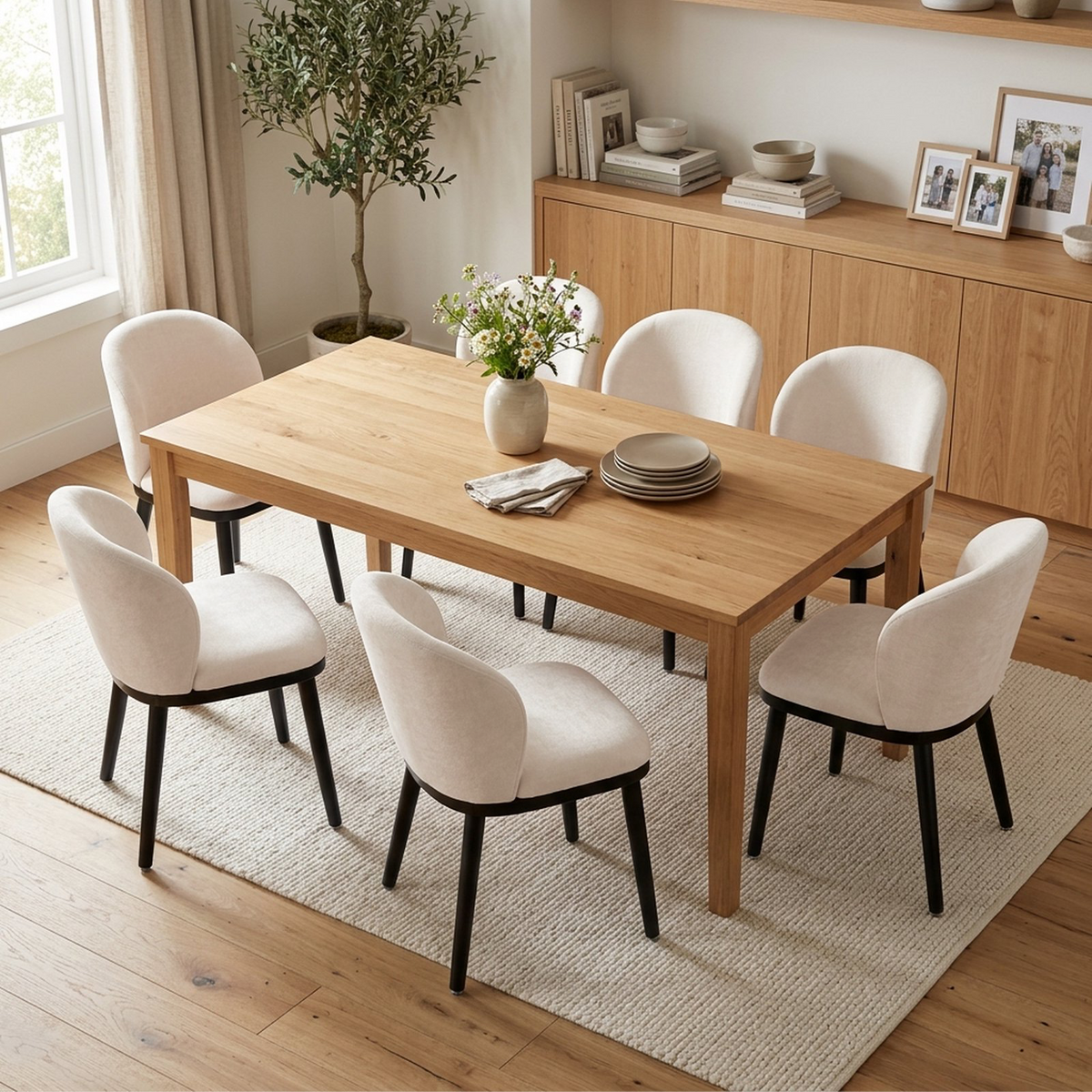 Firmoz Modern Armless Dining Chairs with Solid Wood Frame & Chenille Upholstery