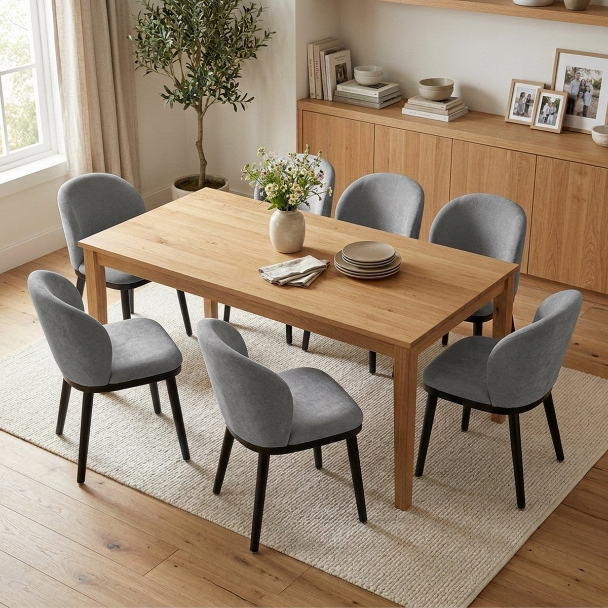 Firmoz Modern Armless Dining Chairs with Solid Wood Frame & Chenille Upholstery