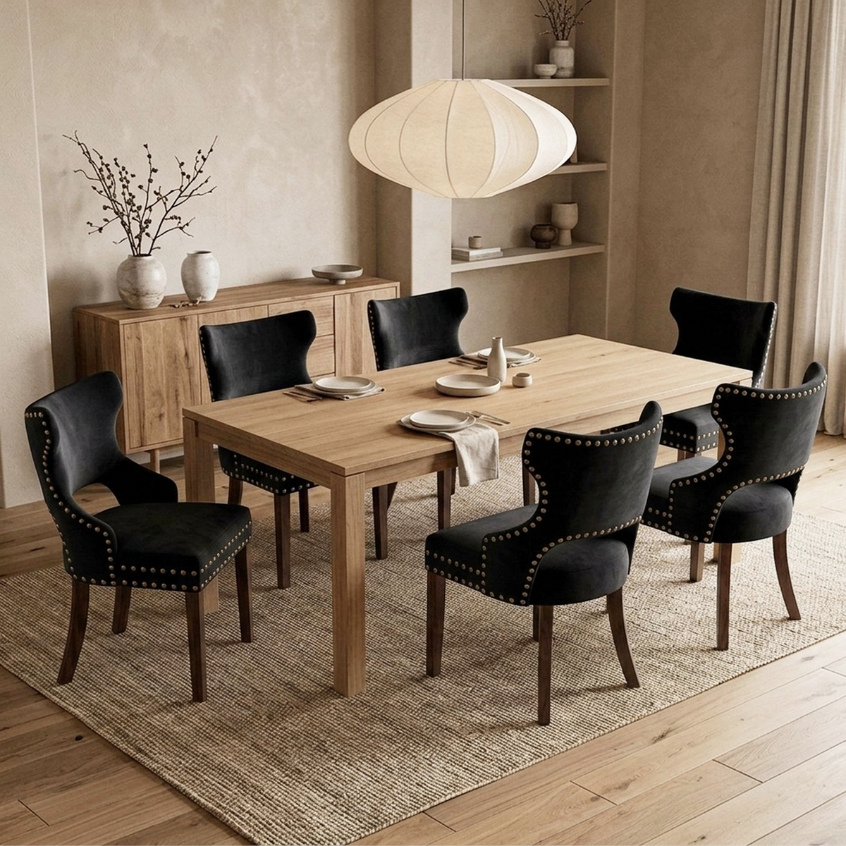 Firmoz Mid Century Modern Upholstered Dining Chair with Nailhead Trim