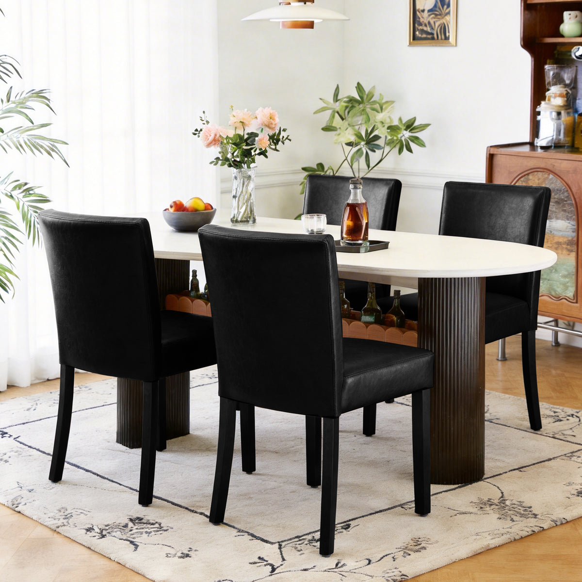 Firmoz Modern High-Back Dining Chairs with Rubberwood Legs