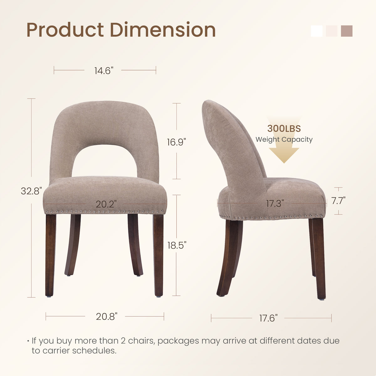 Firmoz Farmhouse Hollow Back Dining Chair with Nailhead Trim