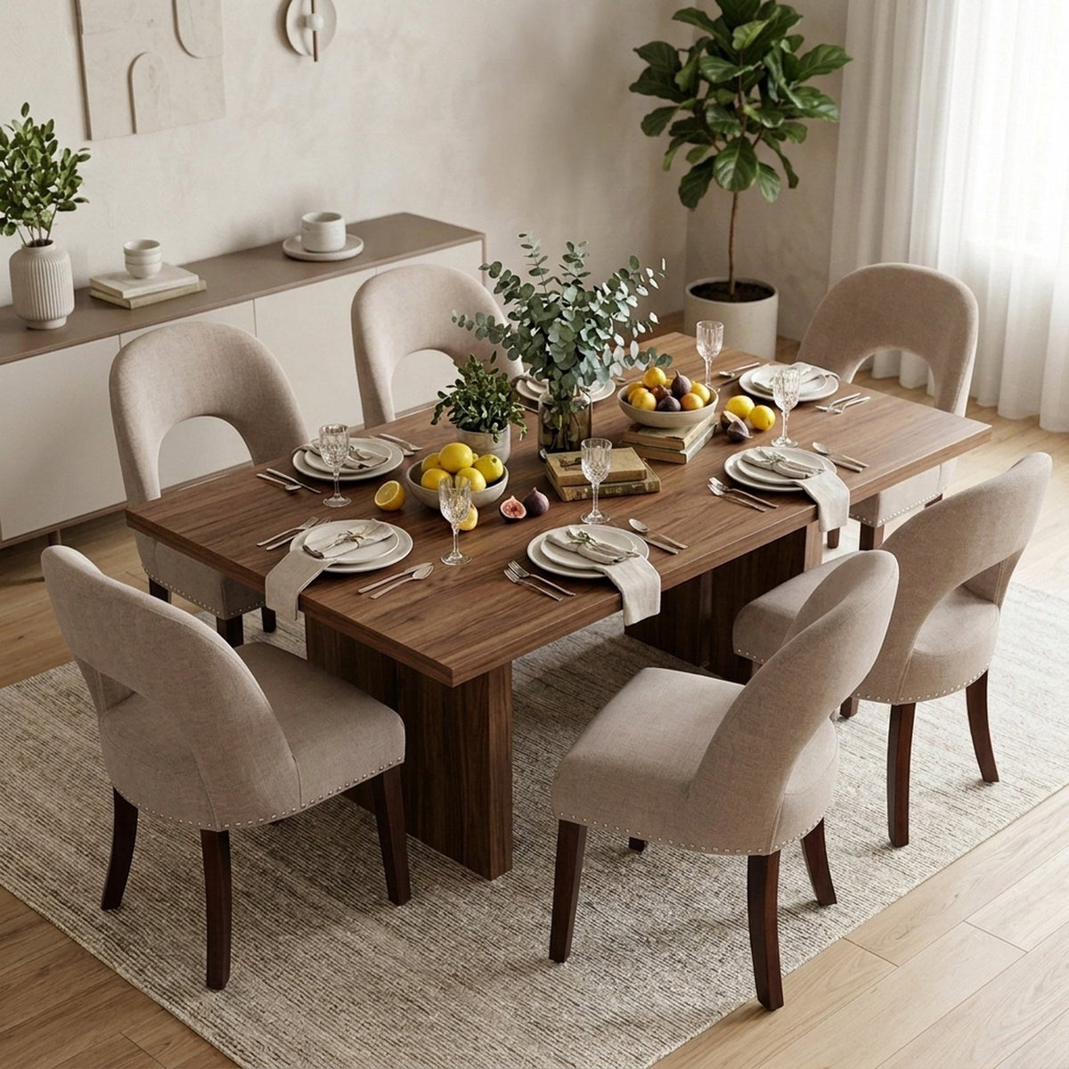 Firmoz Farmhouse Hollow Back Dining Chair with Nailhead Trim