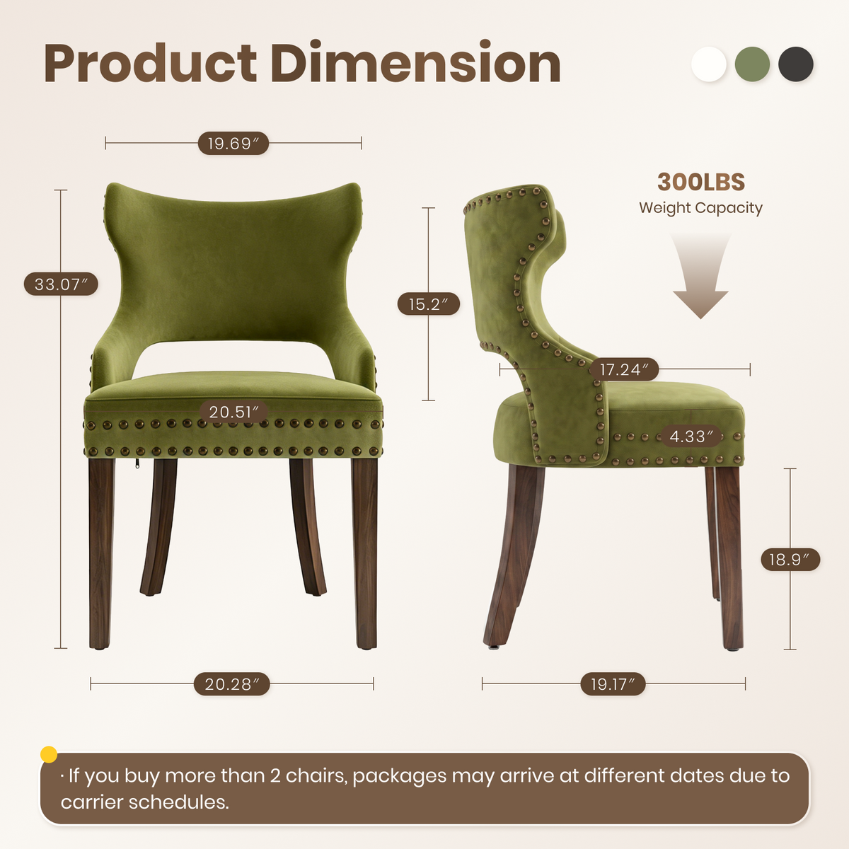 Firmoz Mid Century Modern Upholstered Dining Chair with Nailhead Trim