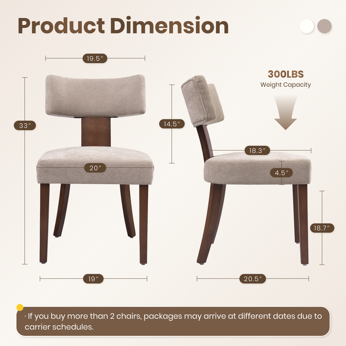Firmoz Minimalist Chenille Dining Chairs with Rubberwood Legs & T-Back Design