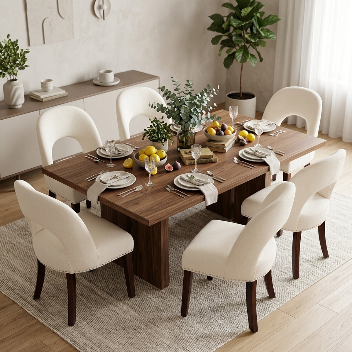 Firmoz Farmhouse Hollow Back Dining Chair with Nailhead Trim