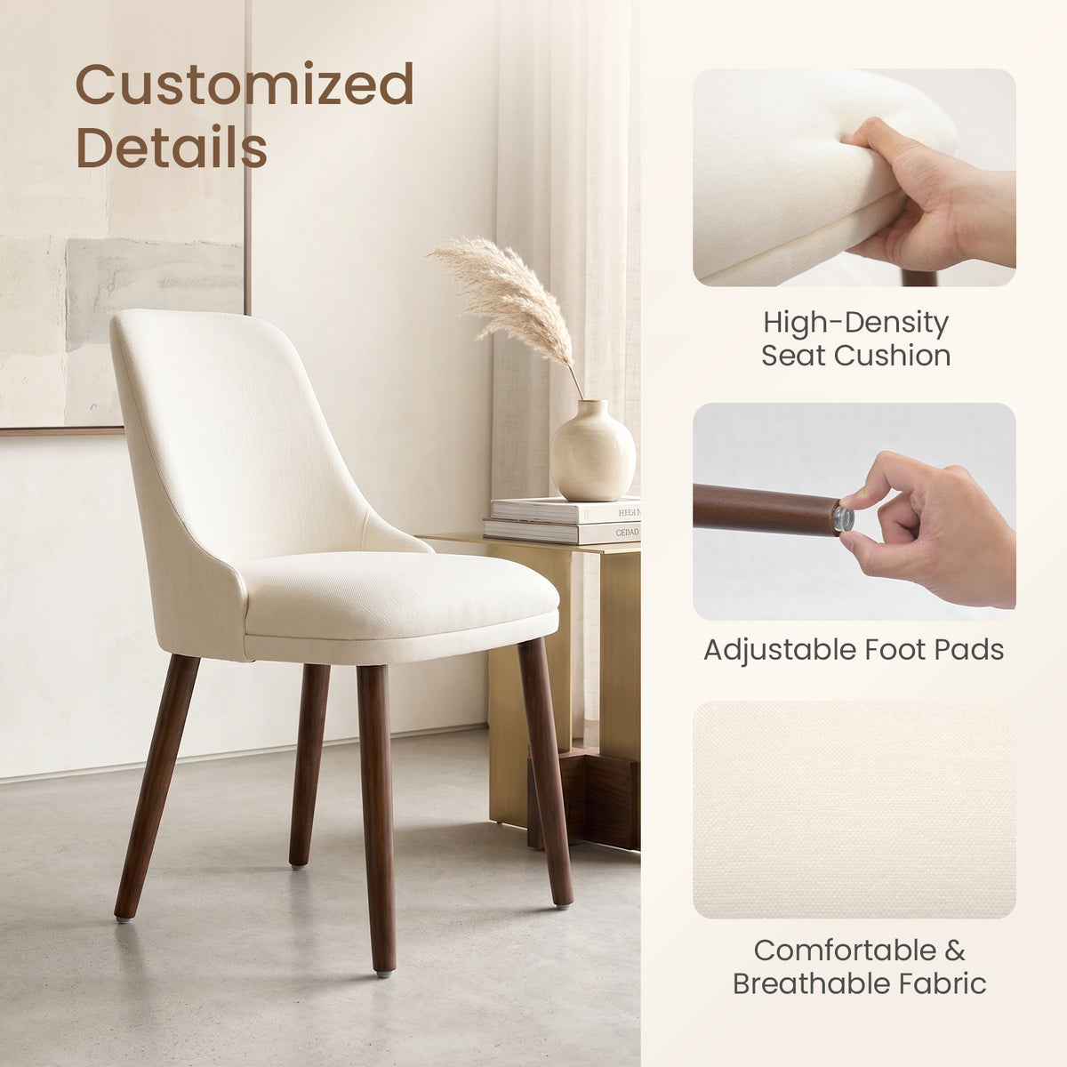 Firmoz Modern Soft Chenille Upholstered Side Chair Dining Chairs