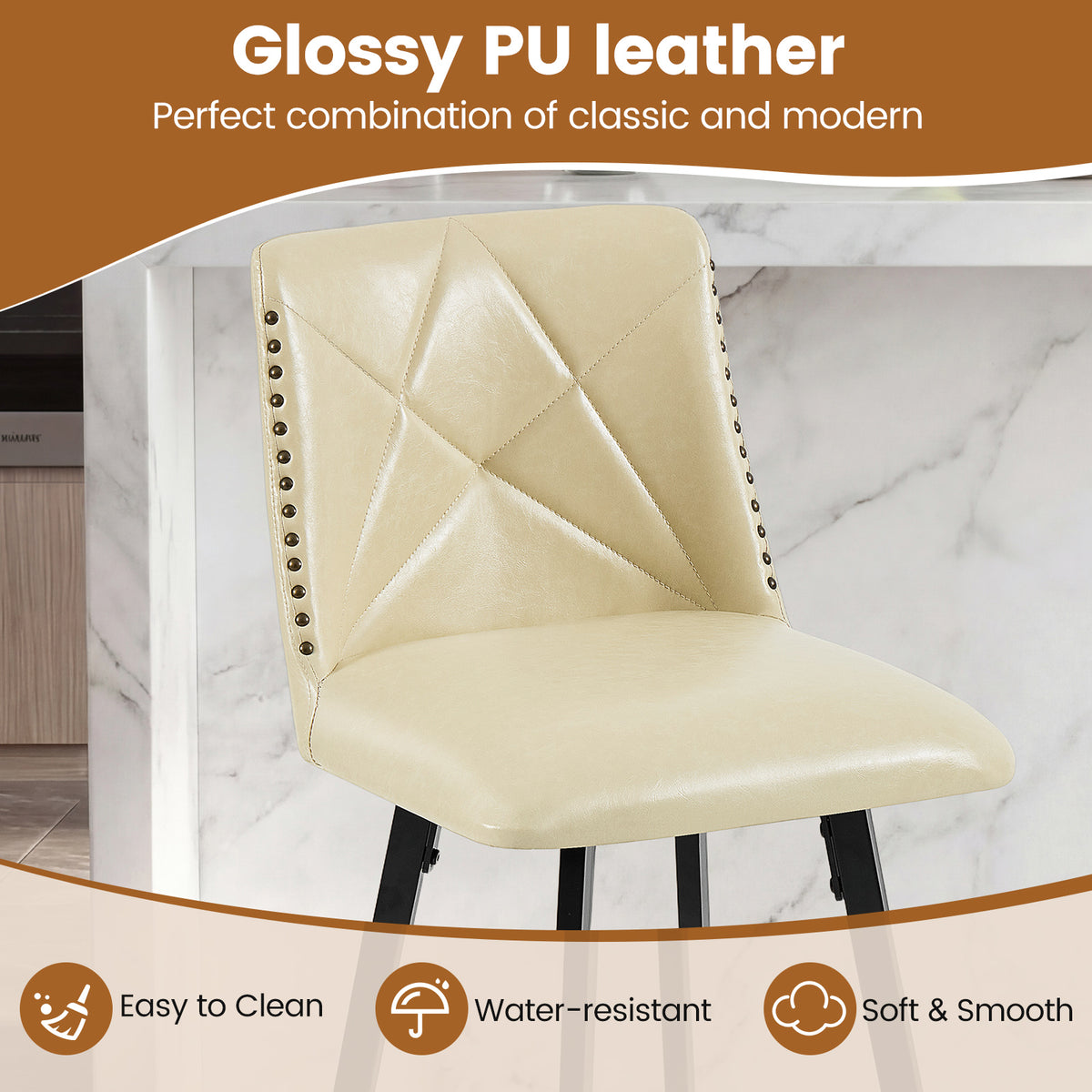 Firmoz Industrial Star Bar Stools Set of 2/3/4 with Faux Leather Upholstery