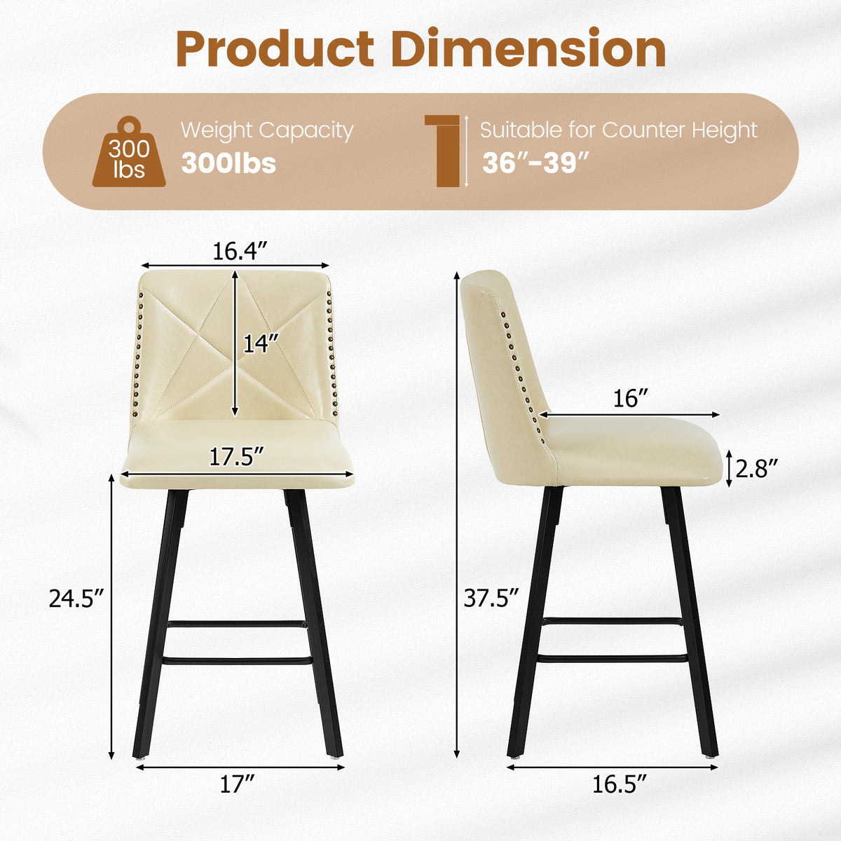 Firmoz Industrial Star Bar Stools Set of 2/3/4 with Faux Leather Upholstery