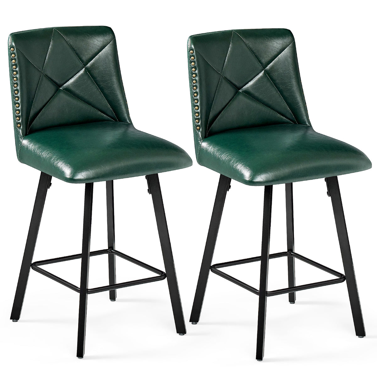 Firmoz Industrial Star Bar Stools Set of 2/3/4 with Faux Leather Upholstery