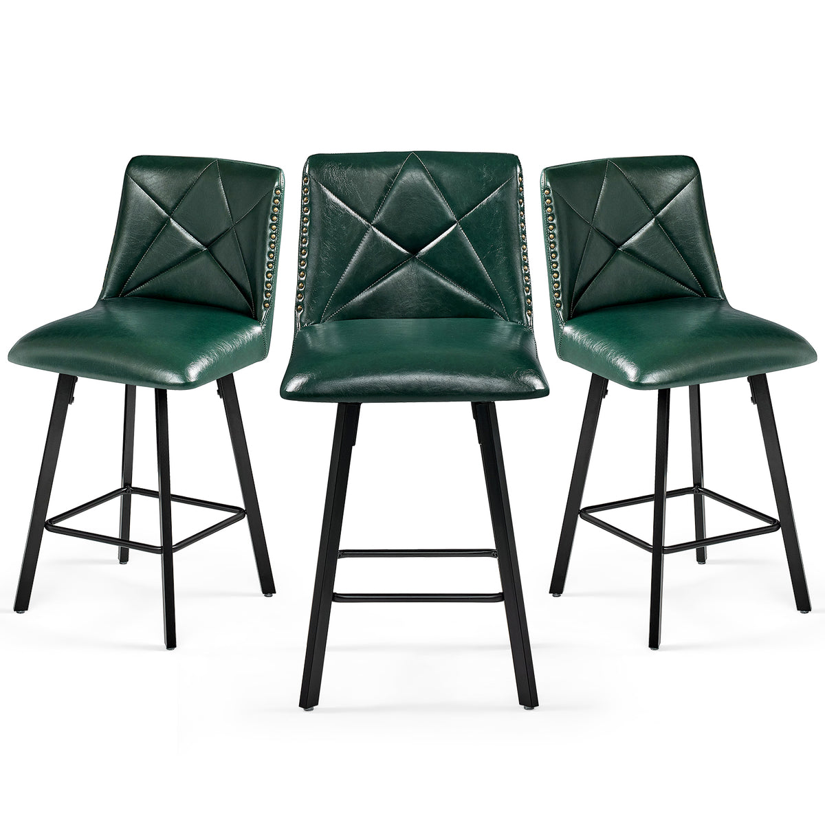 Firmoz Industrial Star Bar Stools Set of 2/3/4 with Faux Leather Upholstery