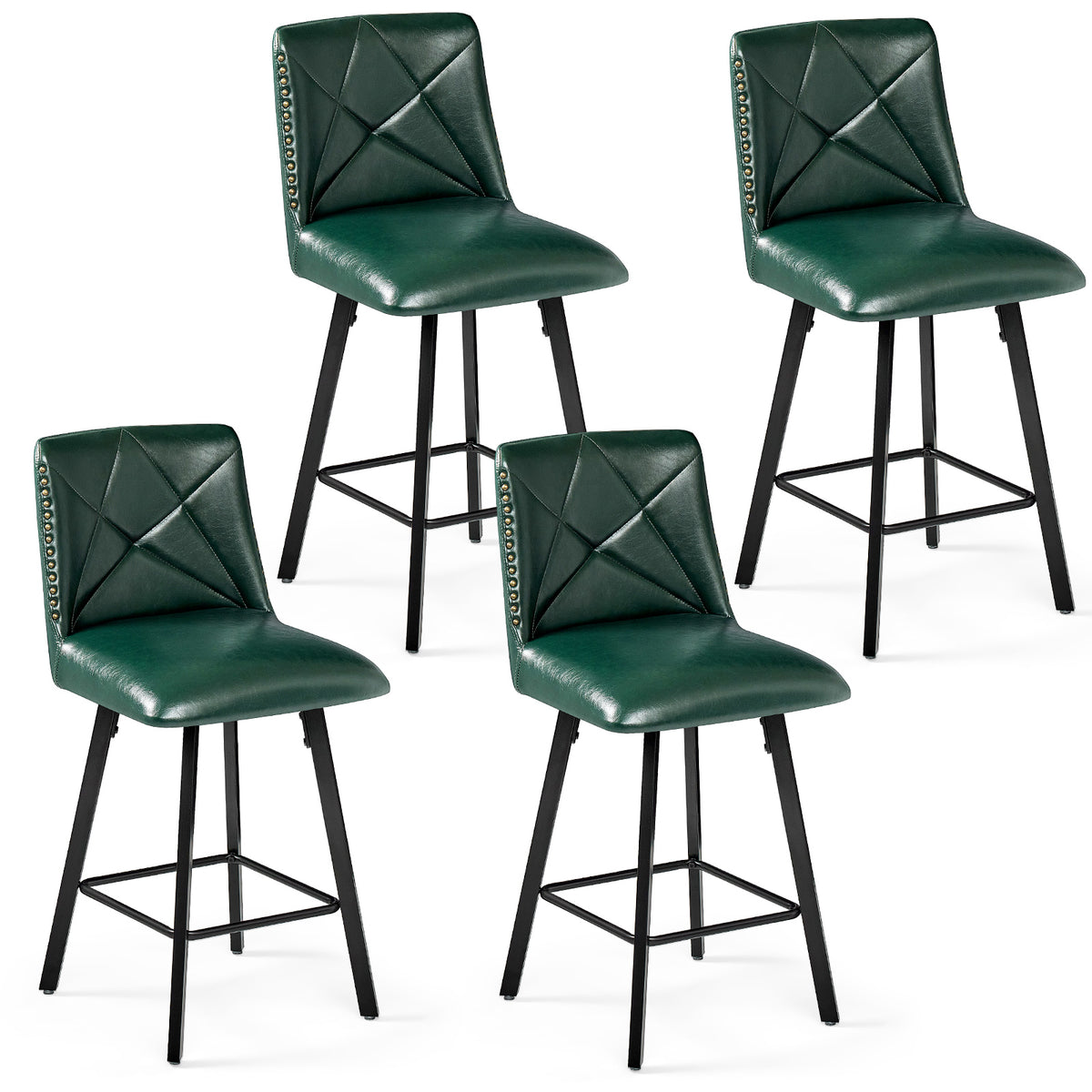 Firmoz Industrial Star Bar Stools Set of 2/3/4 with Faux Leather Upholstery
