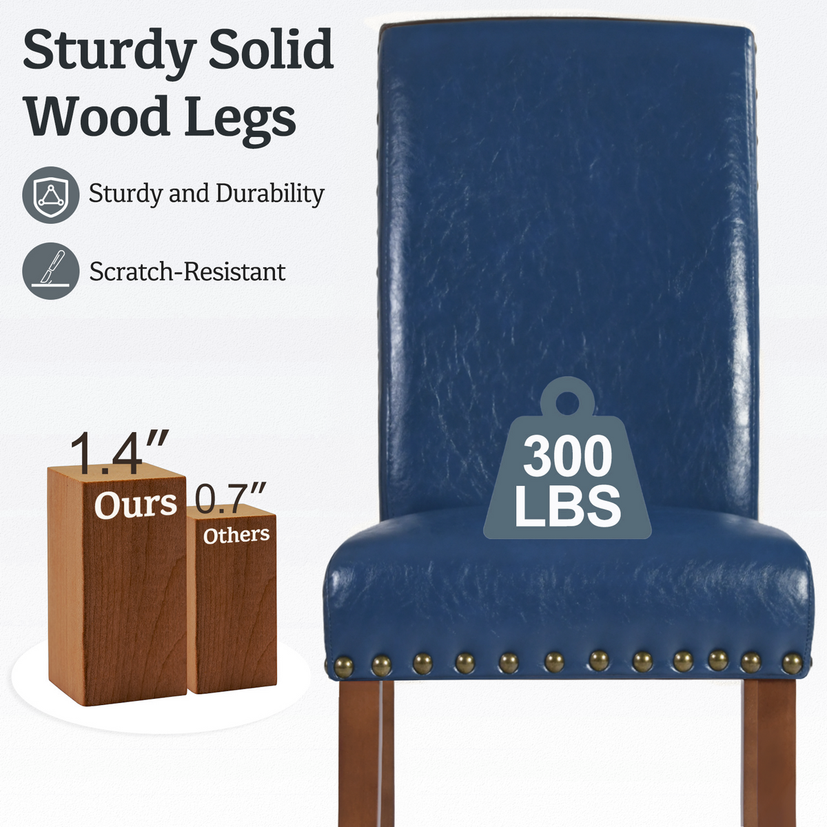Firmoz Modern High-Back PU Leather Dining Chairs with Nailhead Trim & Walnut Legs