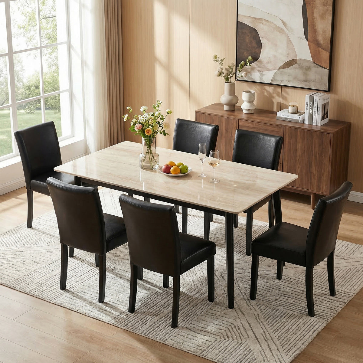 Firmoz Modern High-Back Dining Chairs with Rubberwood Legs
