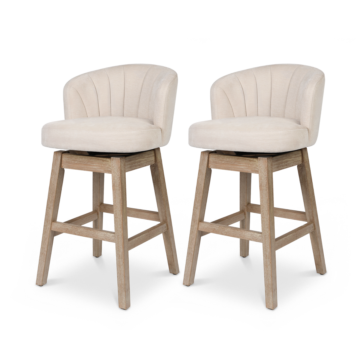 Firmoz Upholstered Bar Stools Set of 2 Channel Tufted