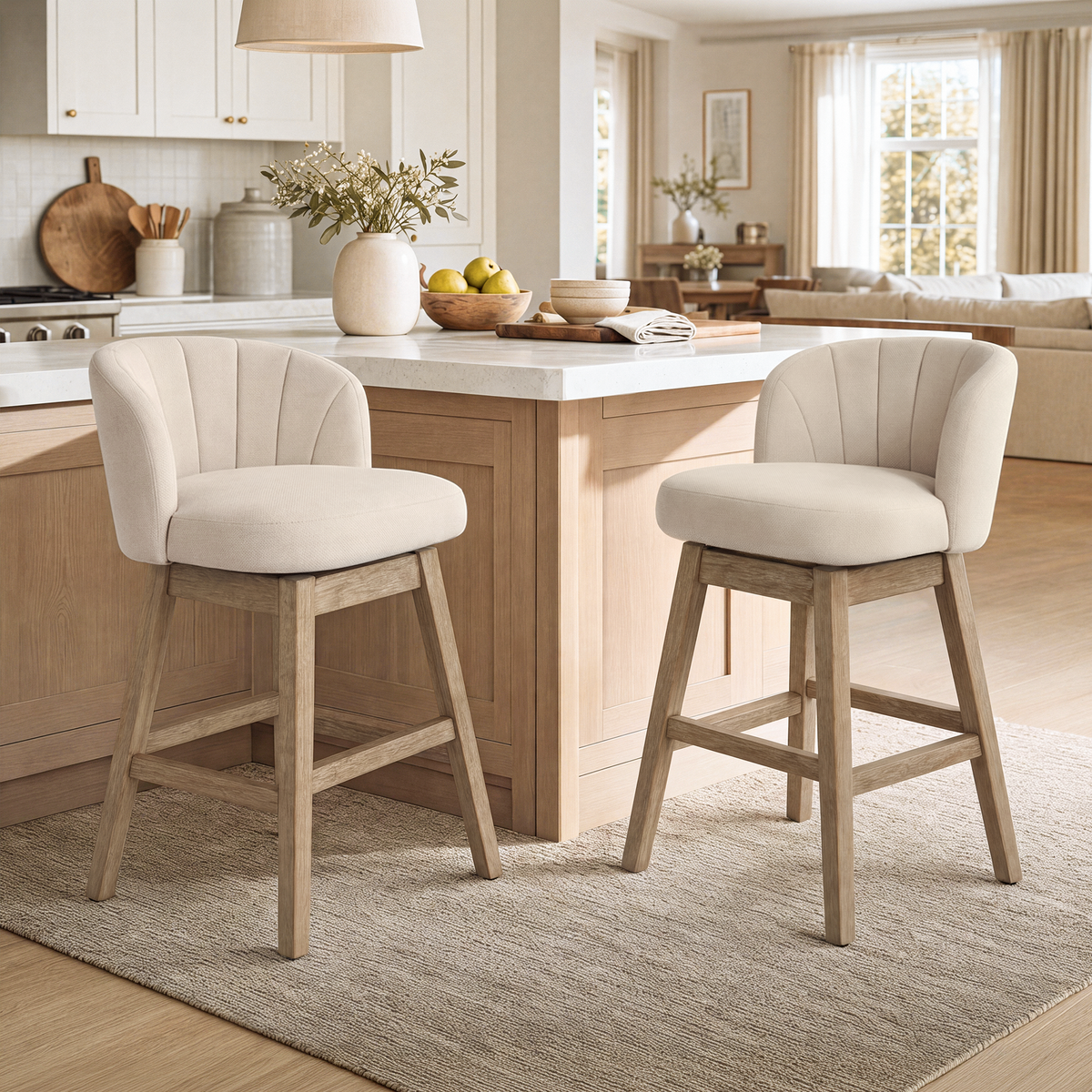 Firmoz Upholstered Bar Stools Set of 2 Channel Tufted