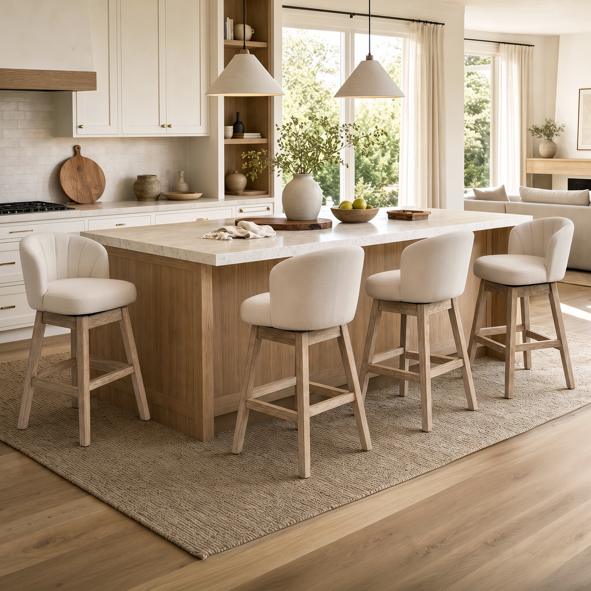 Firmoz Upholstered Bar Stools Set of 2 Channel Tufted