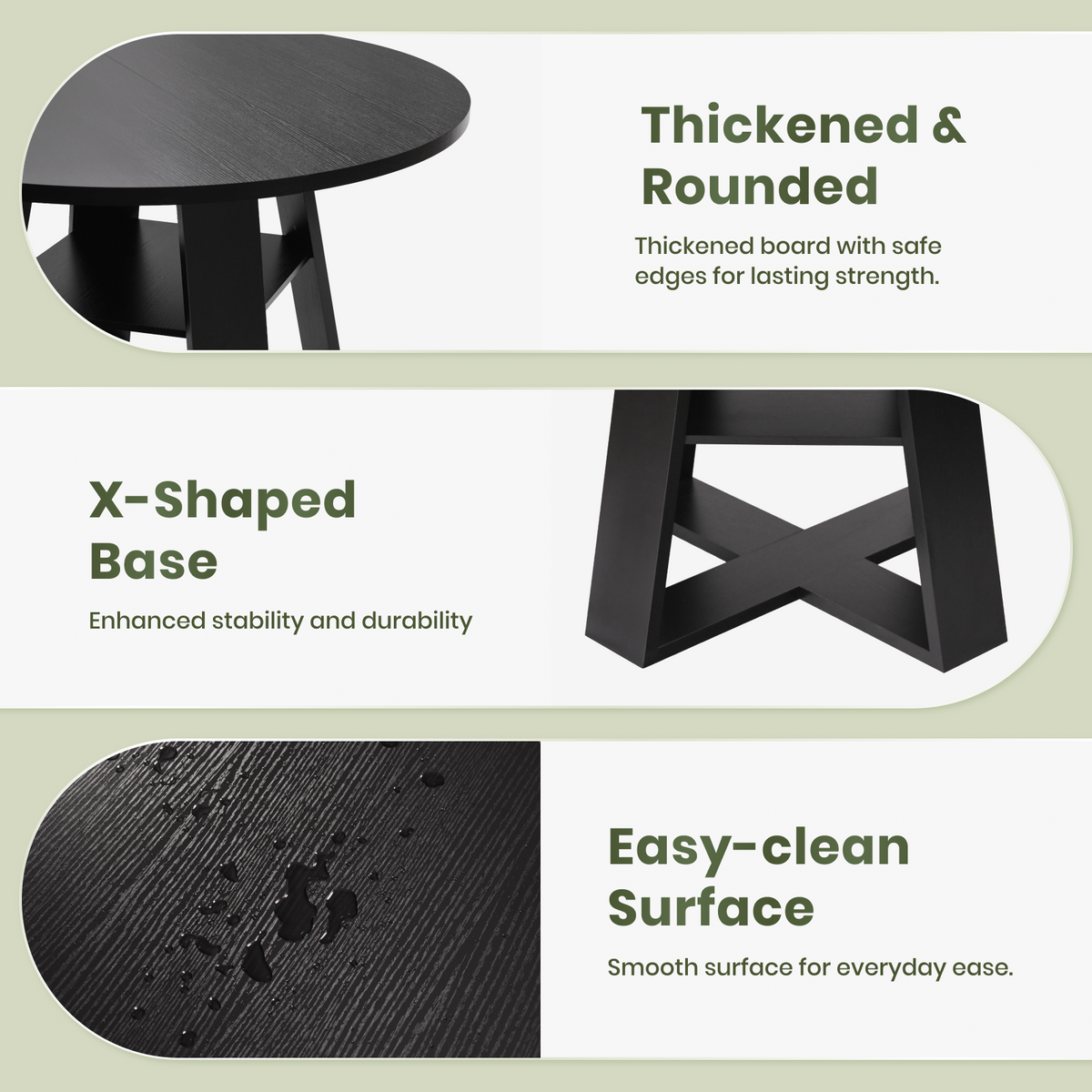 Firmoz Round Dining Table with Lower Storage Shelf & Solid Wood Cross X-Shaped Base