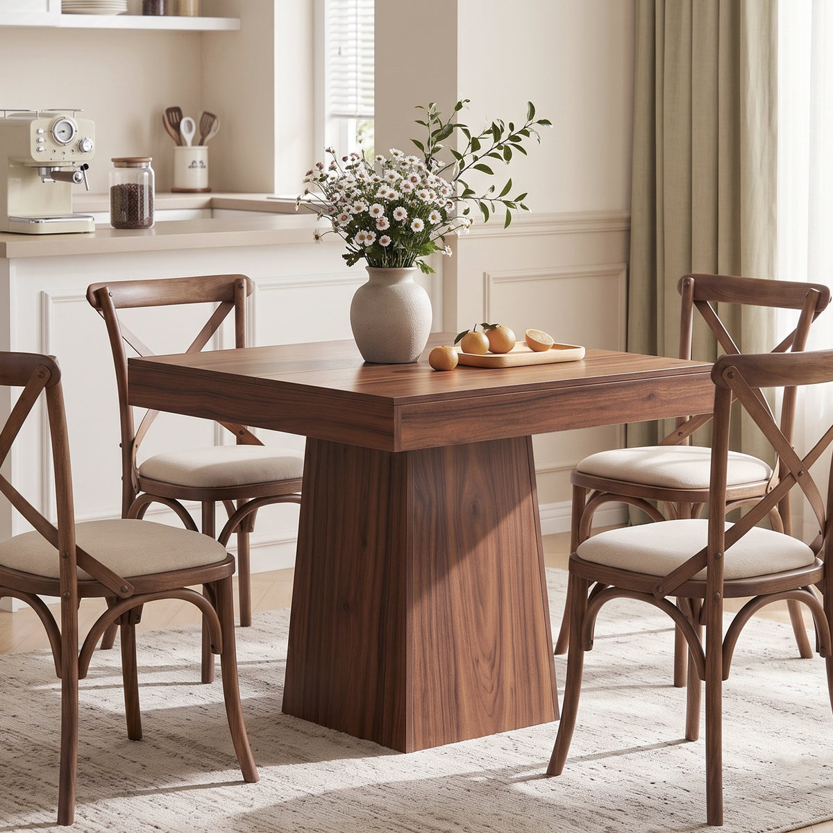 Firmoz Rustic Square Pedestal Dining Table