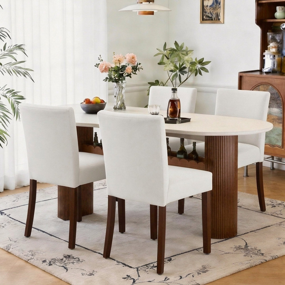Firmoz Modern High-Back Dining Chairs with Rubberwood Legs