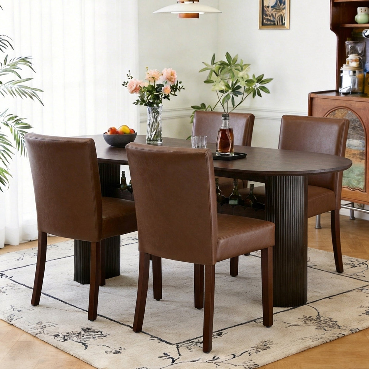 Firmoz Modern High-Back Dining Chairs with Rubberwood Legs