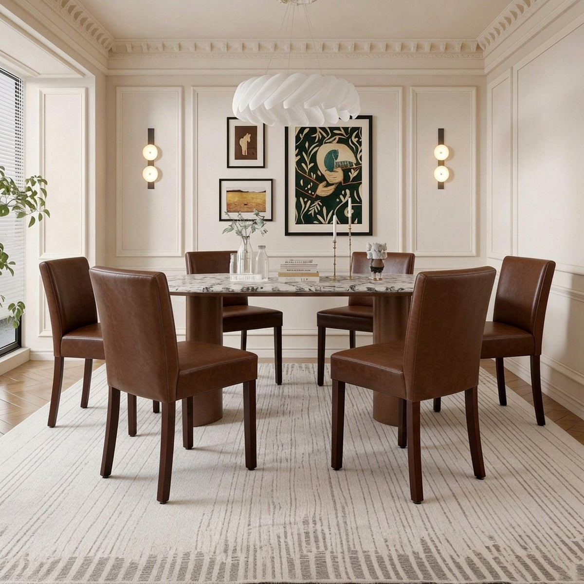 Firmoz Modern High-Back Dining Chairs with Rubberwood Legs