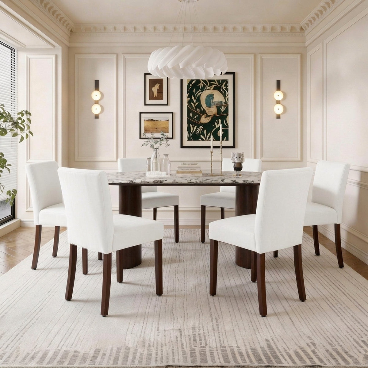 Firmoz Modern High-Back Dining Chairs with Rubberwood Legs