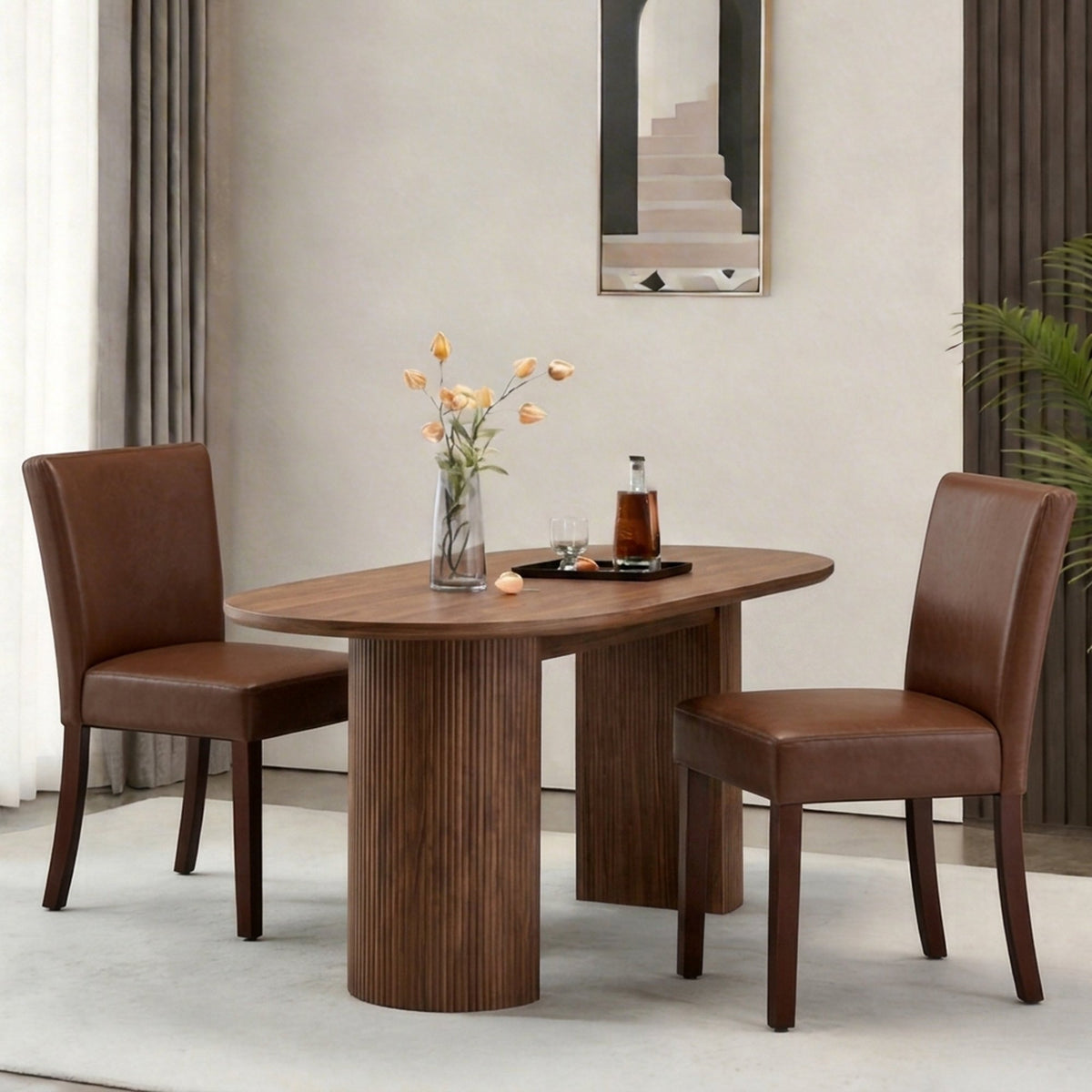Firmoz Modern High-Back Dining Chairs with Rubberwood Legs